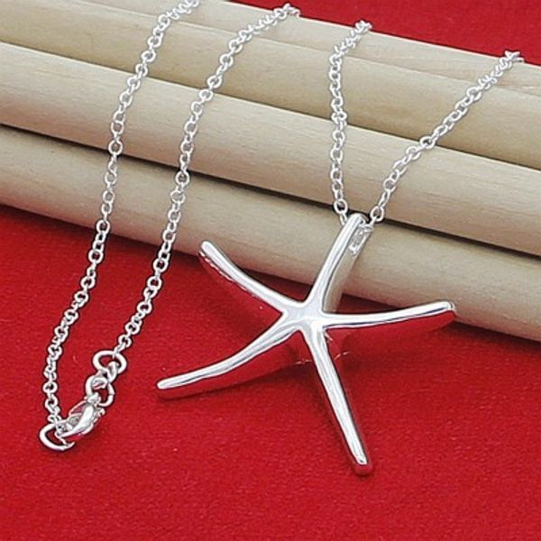 

wholesale - retail christmas gift 925 silver fashion jewelry starfish necklace 12pcs/lot