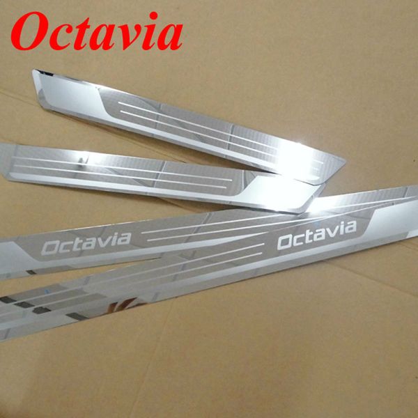 Для 2014-15 Skoda Octavia A5 A7 нержавеющая сталь накладка порога порога полосы Добро пожаловать педаль для 2007-2014 2015 Skoda Octavia автомобильные аксессуары