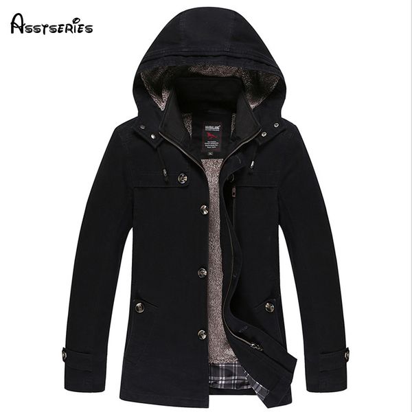 

wholesale- 2017 autumn and winter the new style of men's coat cotton plus cashmere thickening men's windbreaker men jackets d162, Tan;black
