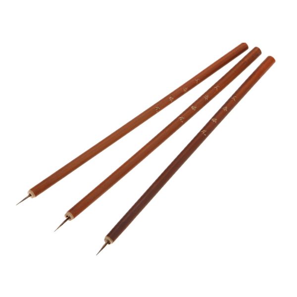 

wholesale- 1pc nail brush weasel fiber hair wooden pro acrylic uv gel polish tips line flower paint drawing dotting 3d design manicure tool, Yellow