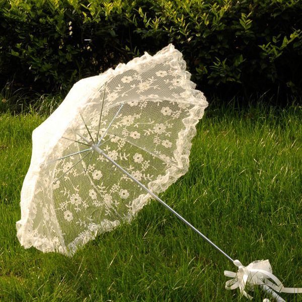 

white lace parasol wedding party bride lace umbrella children dancing props craft lace embroidery umbrella stage performance party gifts