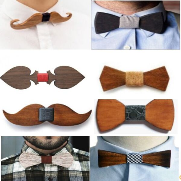 Laços de madeira Handmade Do Vintage Tradicional Bowknot 12 estilos Para Gentleman Wedding Bowtie De Madeira presente do dia dos Pais Livre Fedex TNT