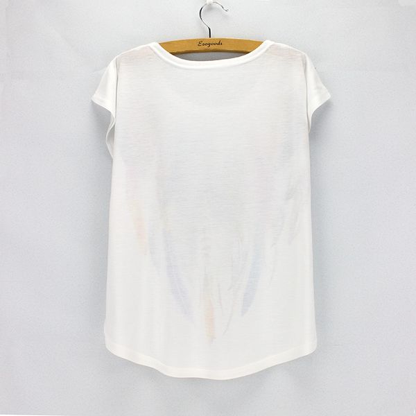 

design colorful feather printing wholesale-fashion shirt women & t american 2016 european tees vogue girls new wholesale qetuf, Black