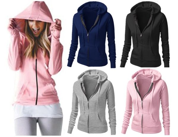 

Hot Sale Autumn Coat Women Slim Fit Cardigan Zipper Hoodies Sportswear Solid Cotton Causal Harajuku Coat