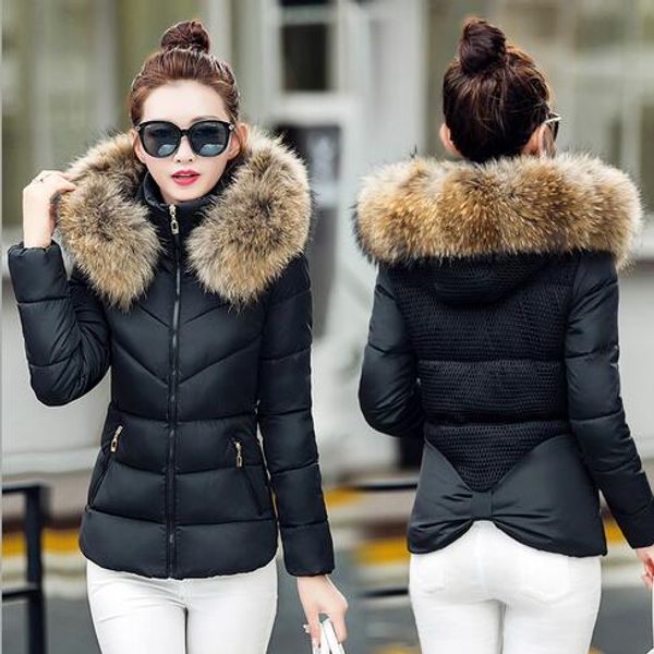 

new women winter jacket fake fur collar parka thick snow wear coat lady clothing female jackets girls parkas ing, Black
