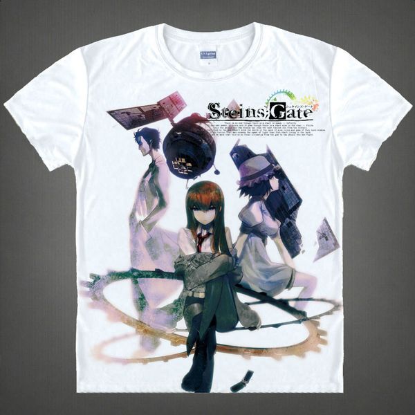 

anime shirt steins gate t-shirts multi-style short makise kurisu shiina mayuri cosplay motivs vintage printed shirts tee-style132-no02, White;black