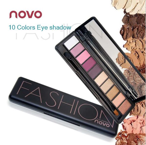 

novo 10 colors neutral eyeshadow palette contain make up mirror and brush / long lasting lower price