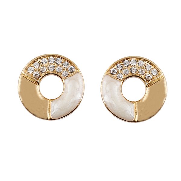 

stud earrings korean version of the popular full costume jewelry earrings round earring point drill oil painting, Golden;silver