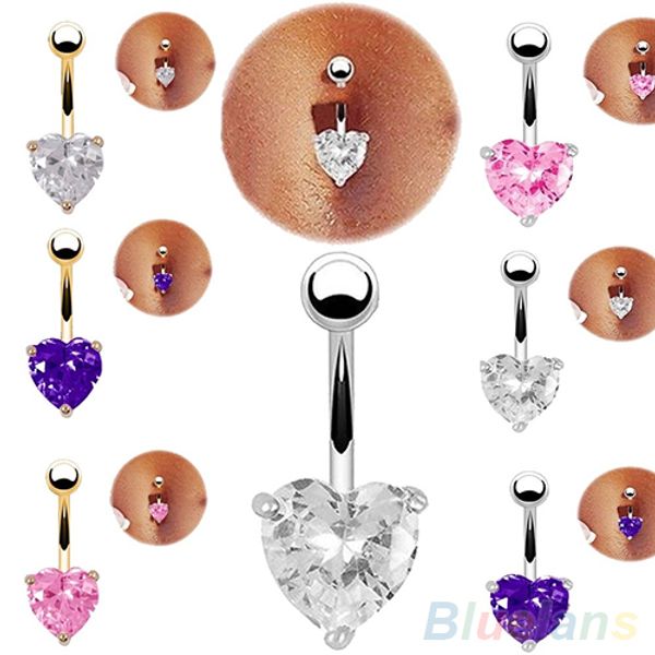 Großhandels-Silber-Goldnabel-Bauchnabel-Ring-Strass-Stab-Herz-Stern-Bauch-Piercing-Körper-Schmucksachen 97TV