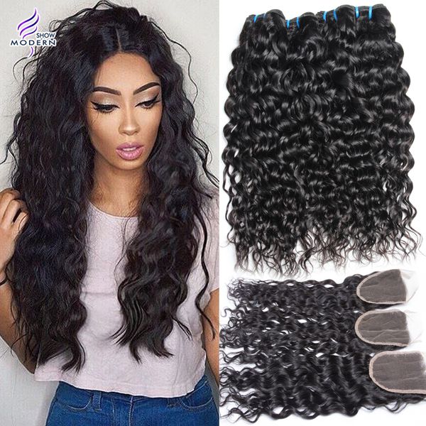 

Wet and wavy brazilian hair bundle with clo ure brazilian virign human hair bundle with lace clo ure brazilian virgin hair water wave