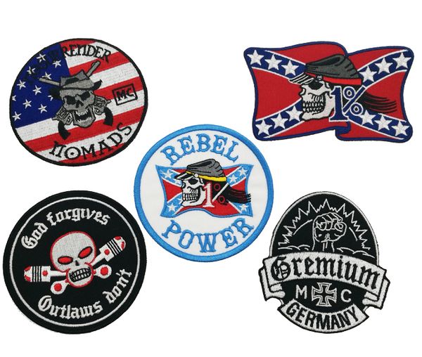 Heißer Verkauf Merkmal Motorrad Biker Club MC Frontjacke Weste Patch Detaillierte bestickte Eisen auf Abzeichen Freies Verschiffen