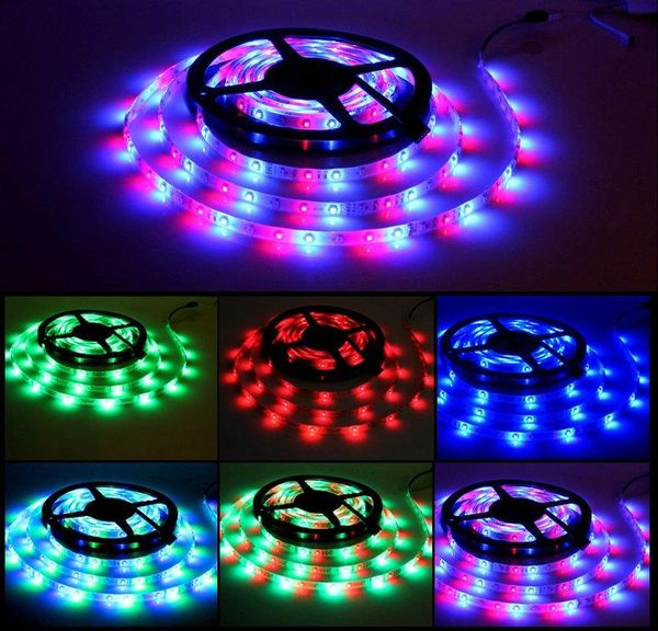 2016 3528 SMD Su Geçirmez 60 LEDsM 300 LEDs Sıcak Soğuk Beyaz Kırmızı Yeşil Mavi Sarı RGB Esnek LED Şerit Işık ile 44key IR Uzaktan + 12 V güç