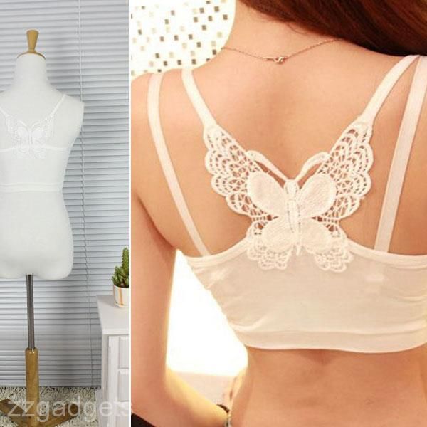 

fashion back lace bowknot straps women camisole vest boob tube bra #r91, Black;white
