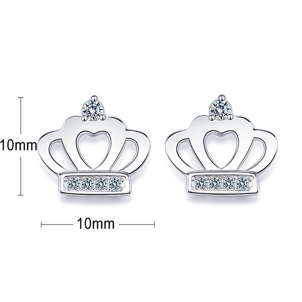 

925 sterling silver jewelry female fashion crown shape earrings you are my queen earrings not allergic ear stud jewelry, Golden;silver