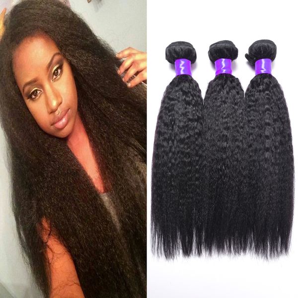 Grade 8a Hair Weave Kinky Yaki Weft Kinky Straight Brazilian Hair