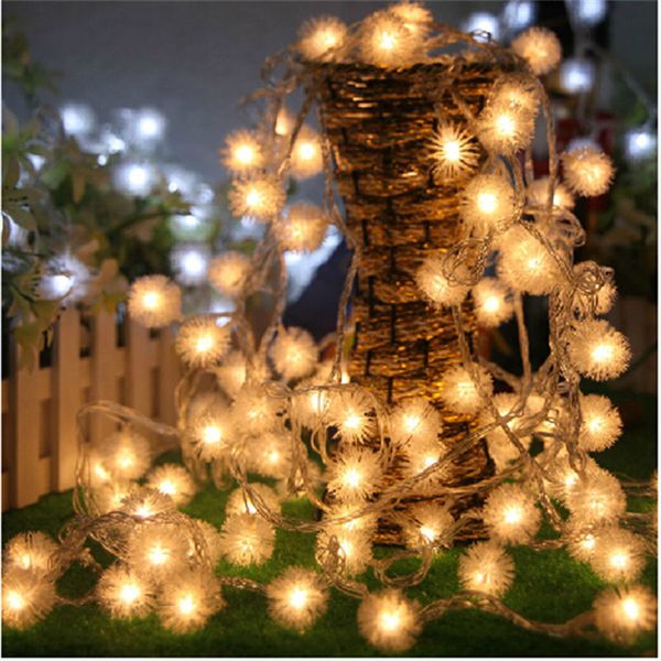 Outdoor Led String Lights 10m100leds Warm White Puffer Ball Decorative For Indoor Garden Patio Party And Holiday Decoration