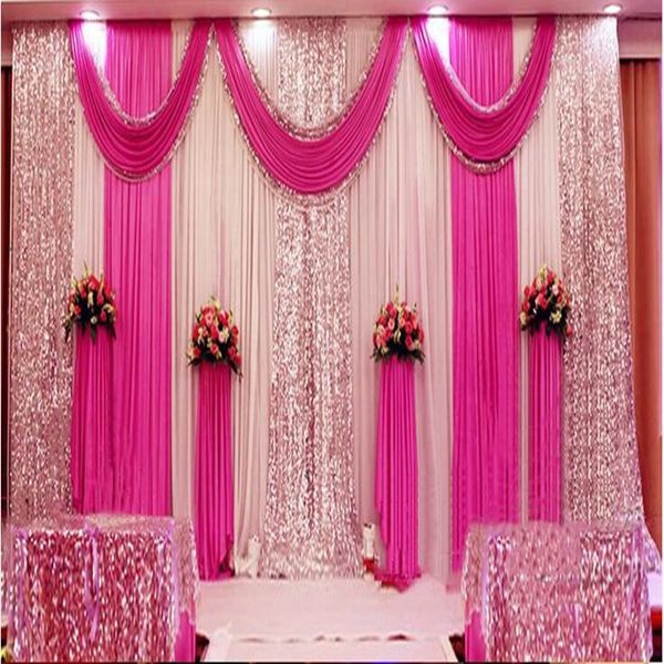 A Set 3x6m Luxury Wedding Background Gauze Curtain Backdrop With Multiple Drape Wedding Party Decoration Background Layout Curtain Wedding Decoration