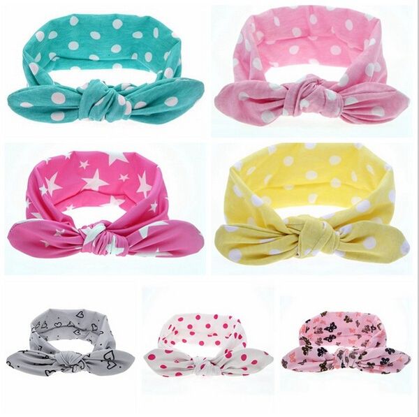

2016 new fashion baby girl dot knot headband newborn infant hair accessories children elastic hair bands, Slivery;white
