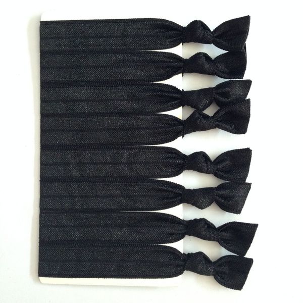 Quality 5 8 Fold Over Elastic Band Knotted Hair Tie Solid Black