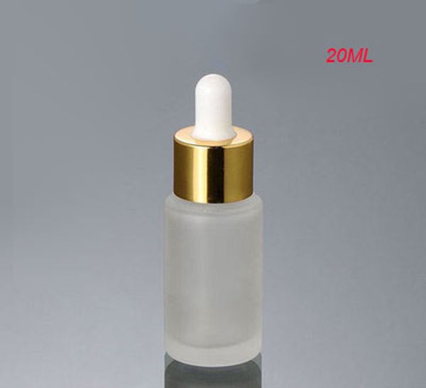 

20ml frosted empty dropper glass bottle with gold collar &white ,clear frost 20ml glass dropper bottle ,glass bottle 20 ml