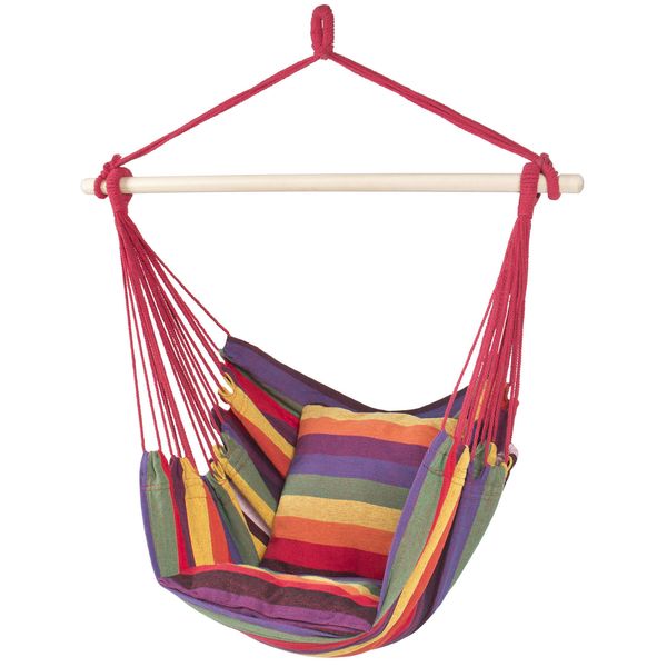 

Hammock hanging rope chair porch wing eat patio camping portable red tripe