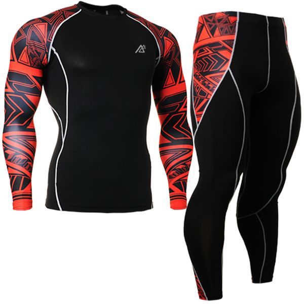 

wholesale-2016 mens yoga base layer sets suit boys sport set breathable jersey set mens training gym long sleeve shirt compression tights, White;red