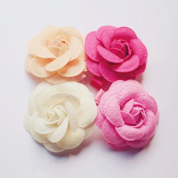 20pcs / lot Rose grampos de cabelo flor meninas miúdos Hotsale floral alaranjado Barrettes bebê Hairpin Flower Forma frete grátis Clipe 3,5 centímetros