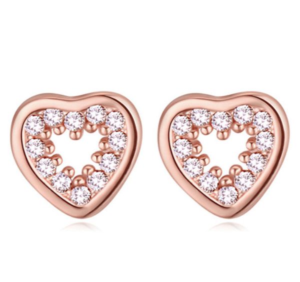 

stud earrings jewlry fashion women luxury zircon 18k gold plated hearts earrings jewelry wholesale ter025, Golden;silver