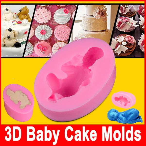 

fondant diy silicone mold three 3d sleeping baby chocolate mold silicone cake decorating molds cake tools sample