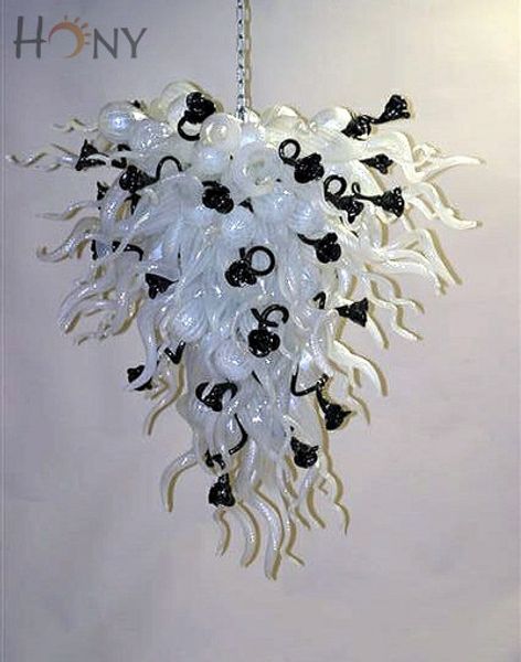 

ac led bulbs 110v/240v borosilicate modern light black and white colored art glass chandelier