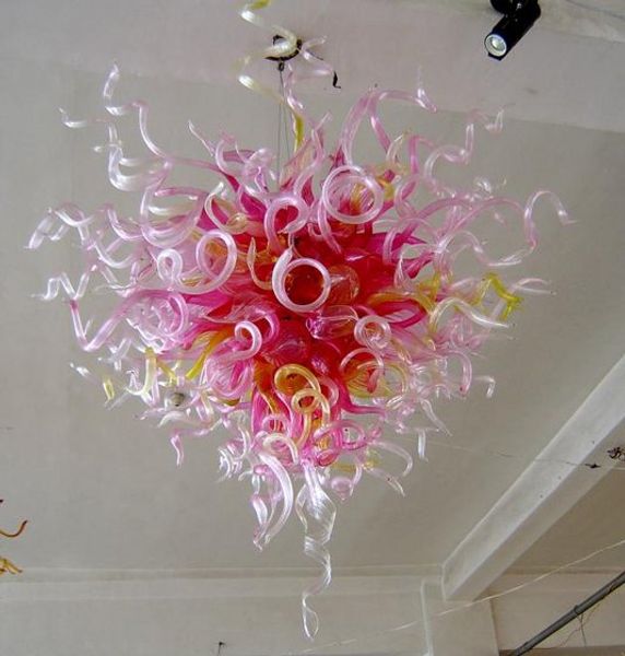 

blown pink glass chandelier mini art high ceiling mounted handmade style chandelier lighting fixtures
