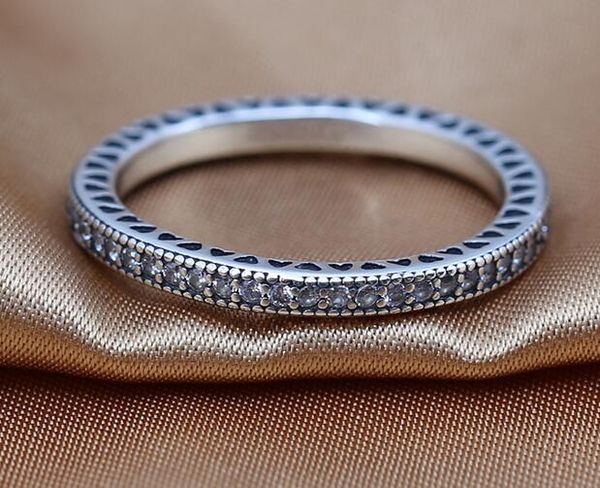 

100% подлинный стерлингового серебра 925 кольца с ясно cz diy прелести европейский ретро стиль подходит для pandora стиль ювелирных изделий, Silver