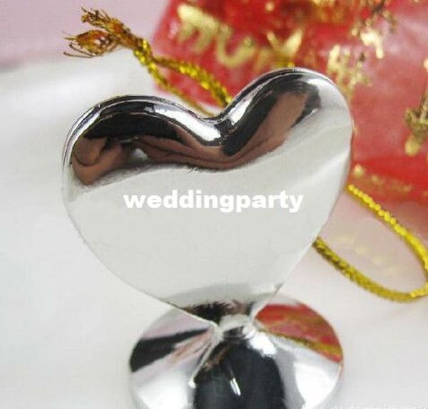Decoração de casamento metal Amor coração forma Silver Place / nome / foto titular do cartão