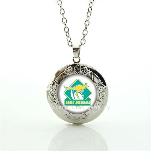 

Valentine's day gift jewelry kangaroo picture locket necklace Australia rugby football team jewelry for men and women NF019