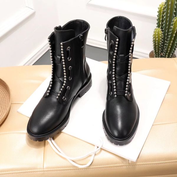 Rivets La Bottes Brand Mode Plat Cheville Acheter En À Cloutés Bottes Bottines Talon Du Femme 21 Noires Cuir Moto De121 fashion Véritable kuPiOXZT