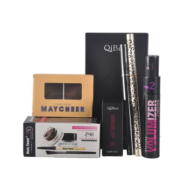 

qieyes makeup set mascara + eyeliner + eyeshadow + eyelash makeup brush magical halo mascara + lip gloss + eyelash powder