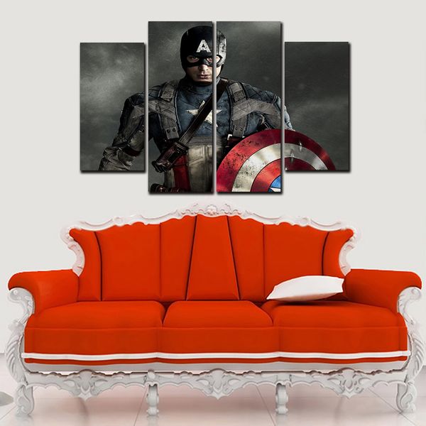 2019 4 Panels Hd Captain America Postercanvas Wall Art Picture