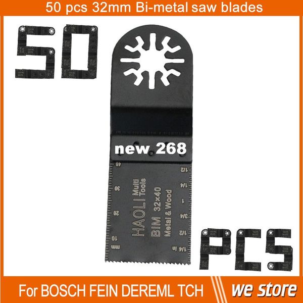 50 pcs 32mm Bi-Metal ferramenta Oscilante lâmina de serra apto para TCH multifunções, fein multimaster, Dremel, melhor para o corte, frete grátis