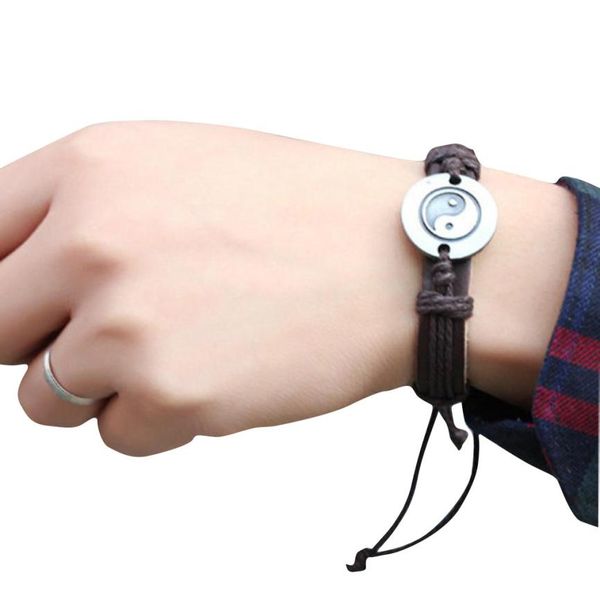

wholesale-stylish 2016 new creative chinese style bracelet tai chi ying yang theme men women wristband jn20, Black