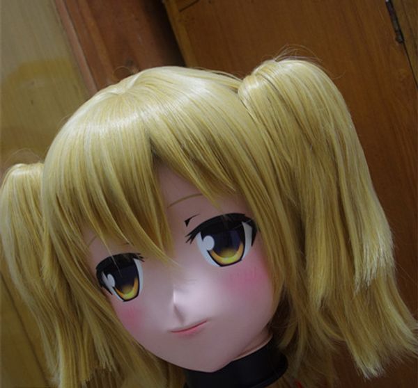 

c2-052)handmade female silicone rubber face mask cosplay kigurumi masks crossdresser doll kig anime role play, Black;red