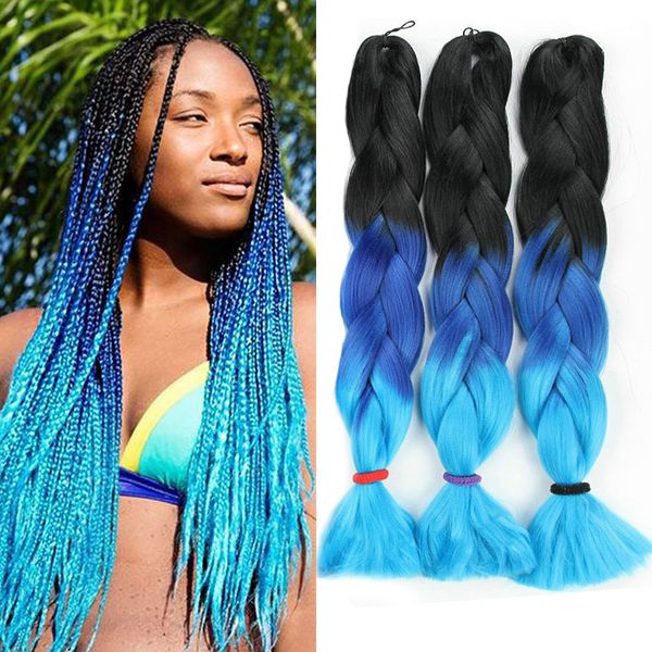 

Three Colors Ombre Synthetic Xpression Braiding Hair 24inches 100g/pack Jumbo Braids Kanekalon Xpression Braiding Hair Crochet Braids Hair