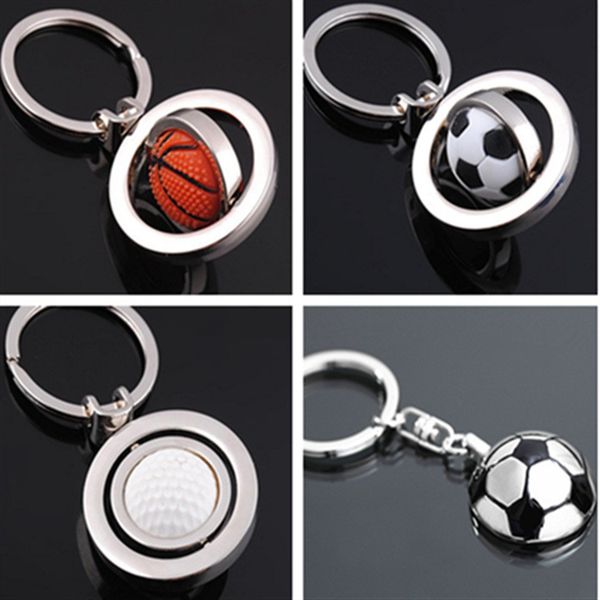

football /golf/ basketball keychain classic novelty souvenir metal keychain creative gifts key ring trinket for men women accept logo, Silver