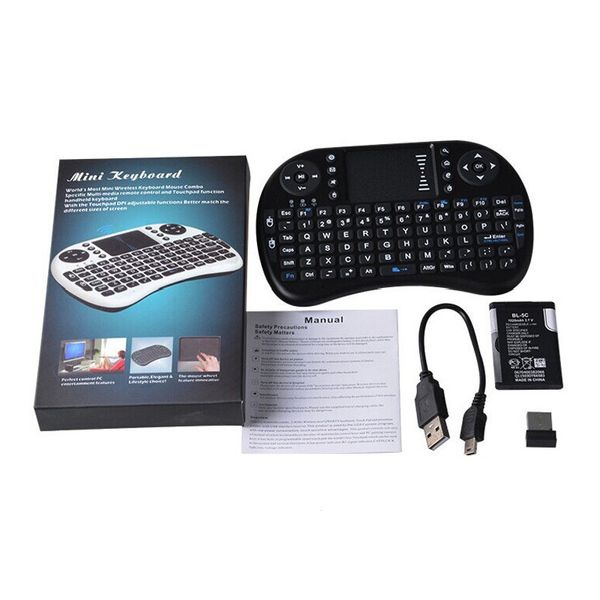 Rii mini-i8 Wireless Keyboard Inglês Versão 2.4G com touchpad para PC android TV preto incluem células de íon de lítio