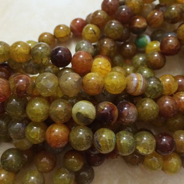 

wholesale-popular yellow dragon vein agate 6mm 8mm 10mm 12mm european jasper loose beads fashion woman jewelry making 15 inch a35, Silver