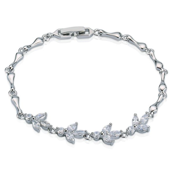 

women's 18k white gold plated tennis bracelet silicone balance bracelet leaves shape hand chain christmas gift, Black