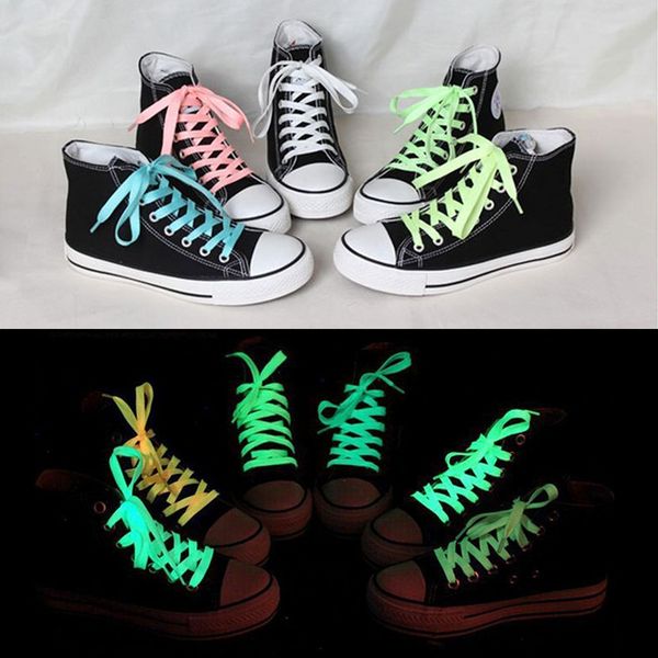 1PAIR 80см спортивный светильник свечение в темном ночном цвете флуоресцентный шнурок спортивные спортивные плоские шнурки для обуви горячие продажи