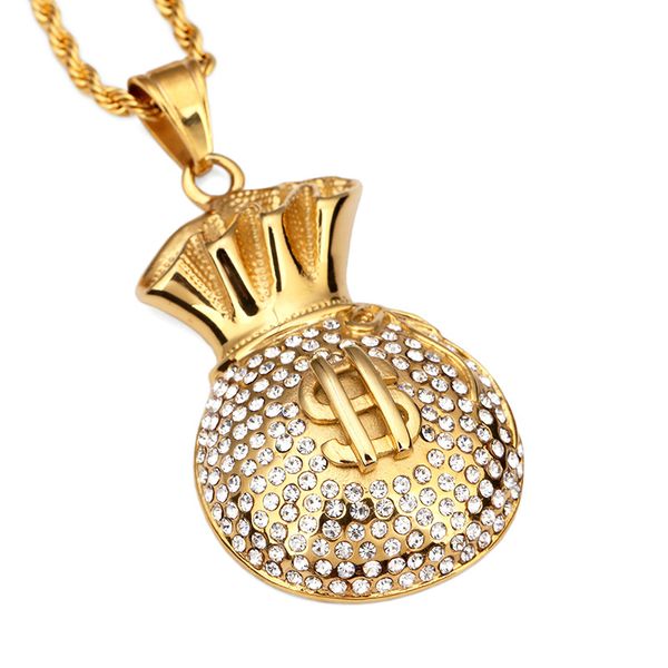

men jewelry hip hop necklace rhinestone design 29inch long chain filling pieces men fashion punk male money pendant necklaces, Silver