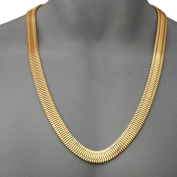 75 см 1,5 см 18K Золотые гальваношенок Змея костные цепи Мужские ожерелье Дыбчатая цепь хип-хоп ювелирные изделия