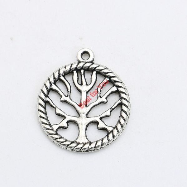 

antique silver plated tree of life charms pendant bracelet necklace jewelry making diy handmade 22x19mm, Bronze;silver