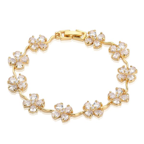 

силиконовые баланс браслет желтое золото покрытием белый цирконий сливы цветок теннис браслет благородный партия ювелирных изделий бесплатна, Black